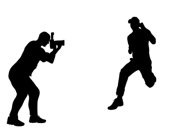 Fotograf bei der Arbeit mit Action-Sportler. — Stockvektor