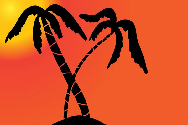 Silhouette der Insel mit Palmen — Stockvektor