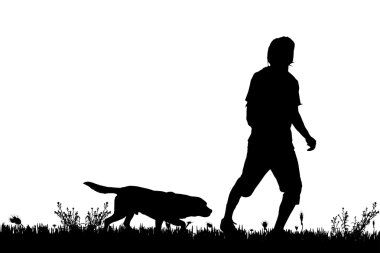 Köpekli bir adamın silueti..