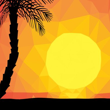 Gün batımında palmiye ağaçları.