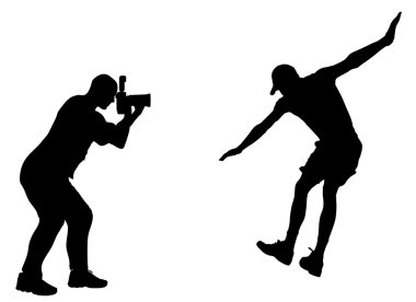 fotoğrafçı atlet eylem ile iş yerinde.