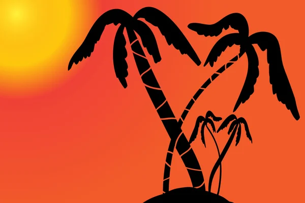 Palmen bei Sonnenuntergang. — Stockvektor