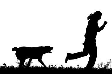 Köpekli bir adamın silueti..