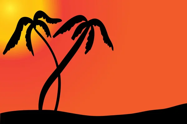 Palmeras al atardecer. — Vector de stock