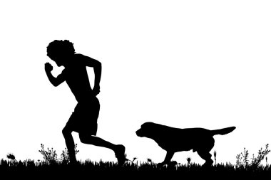 Köpekli bir adamın silueti..