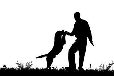 Köpekli bir adamın silueti..