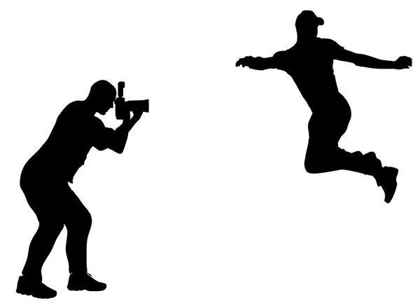 Fotograf bei der Arbeit mit Action-Sportler. — Stockvektor