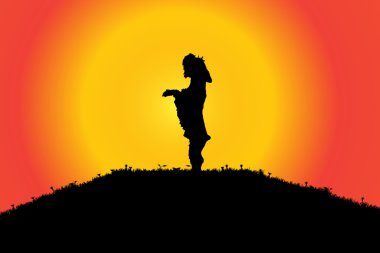 bir köpek doğada silüeti.