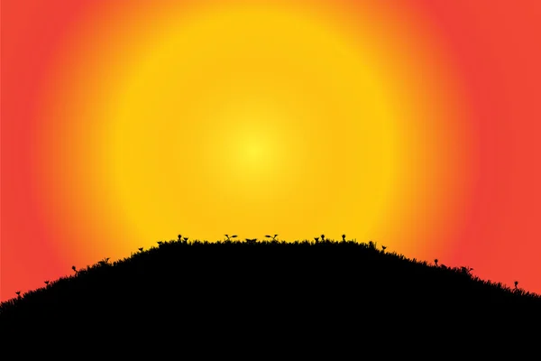 Oranje zonsondergang als achtergrond. — Stockvector