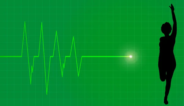 Silhouette idrottsman med elektrokardiogram — Stock vektor