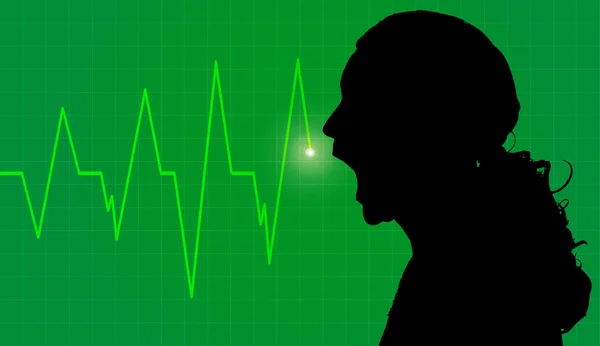 Silhouette person with cardiogram — Διανυσματικό Αρχείο