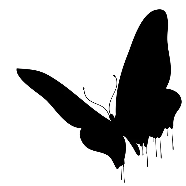 Mariposa negra con una gota — Vector de stock