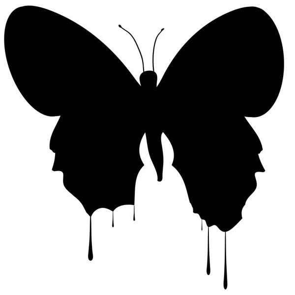 Mariposa negra con una gota — Vector de stock