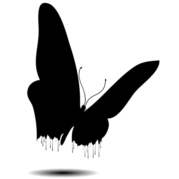 Mariposa negra con una gota — Vector de stock