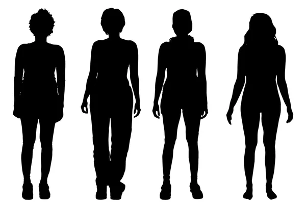 Schwarze Silhouetten von Frauen. — Stockvektor