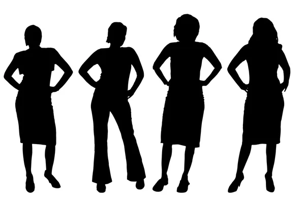 Zwarte silhouetten van vrouwen. — Stockvector