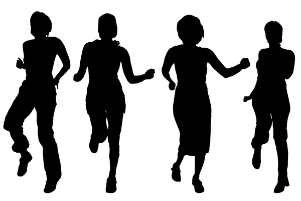 Zwarte silhouetten van vrouwen. — Stockvector