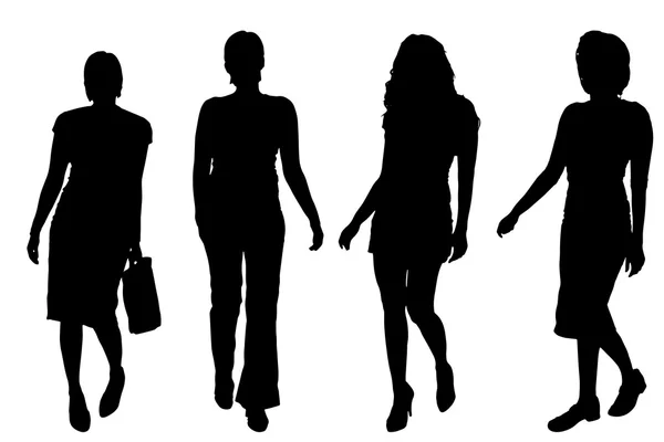 Zwarte silhouetten van vrouwen. — Stockvector