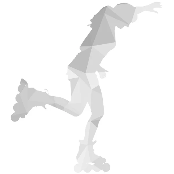 Faible poly patins à roulettes femme — Image vectorielle