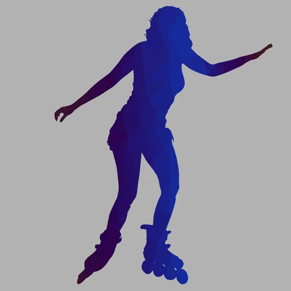 Baja mujer de los patines de poli — Archivo Imágenes Vectoriales