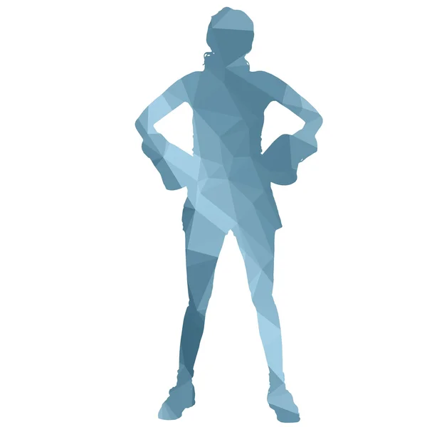 Low poly boxing woman — Stock Vector