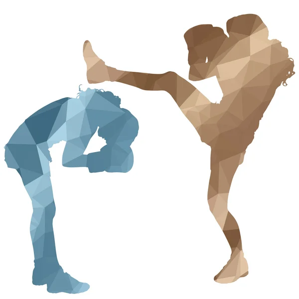 Low poly boxing women — Stock Vector