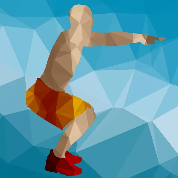 Low poly sport man — Stock Vector