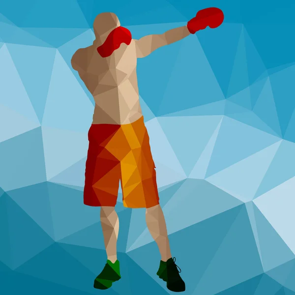 Homme de boxe basse poly — Image vectorielle