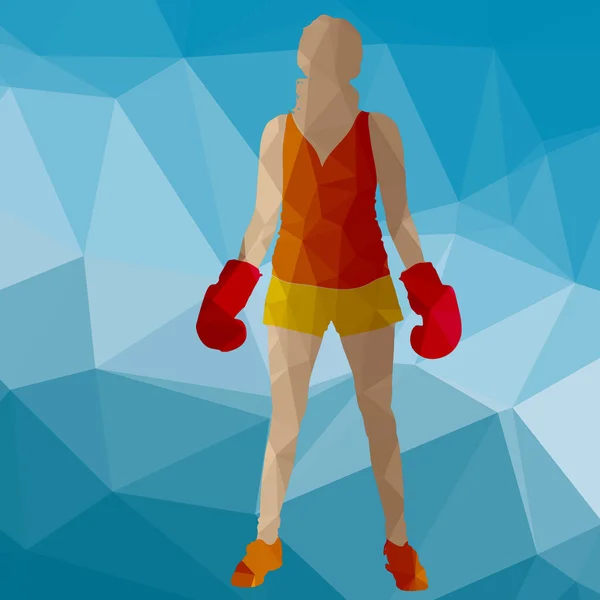 Femme basse poly boxe — Image vectorielle