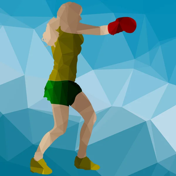 Femme basse poly boxe — Image vectorielle