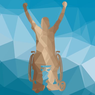 Düşük Poli siluet adam özürlü