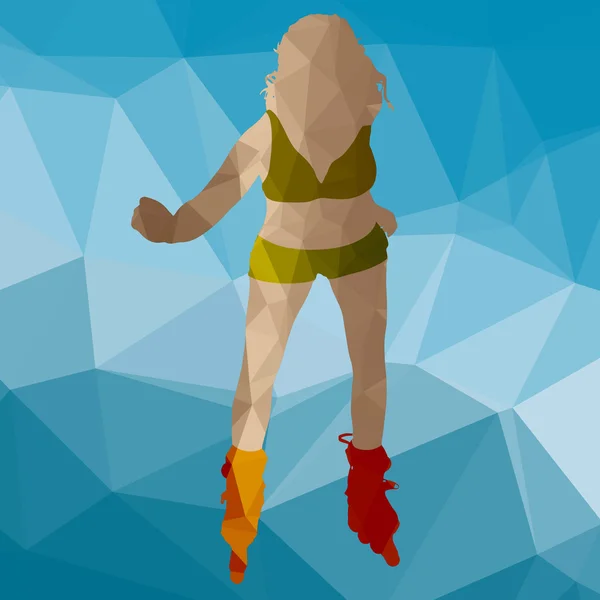 Femme sportive sur patins à roulettes . — Image vectorielle