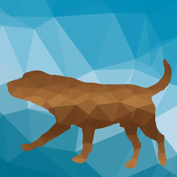 Laag poly silhouet hond — Stockvector