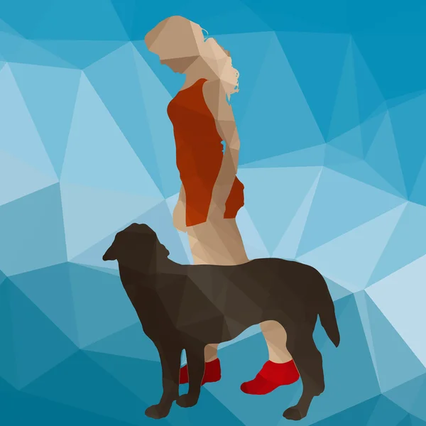 Basso poli silhouette cane formazione — Vettoriale Stock