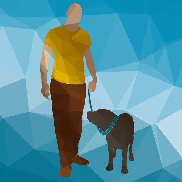 Låga poly silhouette hundträning — Stock vektor