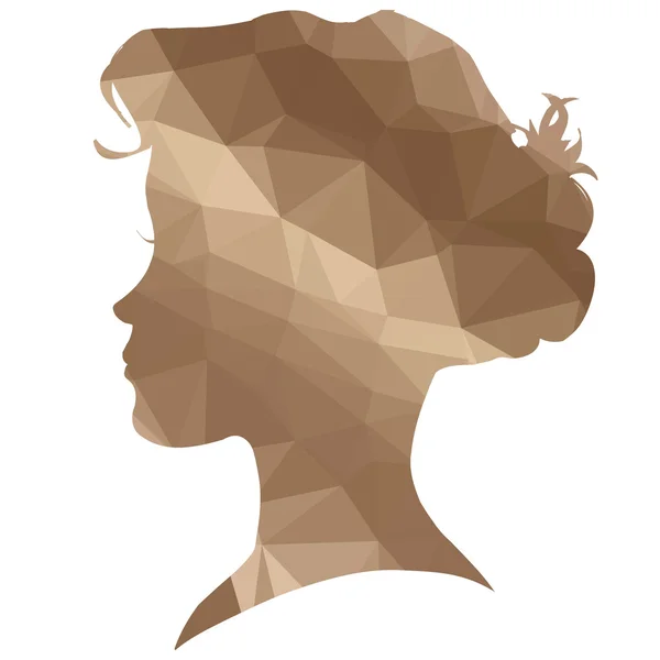 Low-Poly-Gesicht Silhouette der Frau — Stockvektor