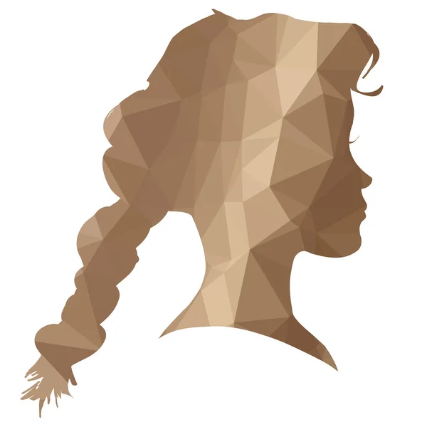 Low poly face silhouette of woman — Stock Vector