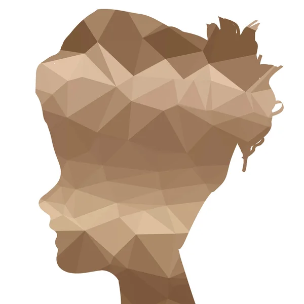 Low poly face silhouette of woman — Stock Vector