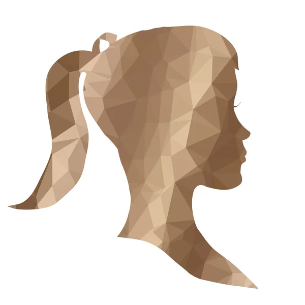 Low poly face silhouette of woman — Stock Vector