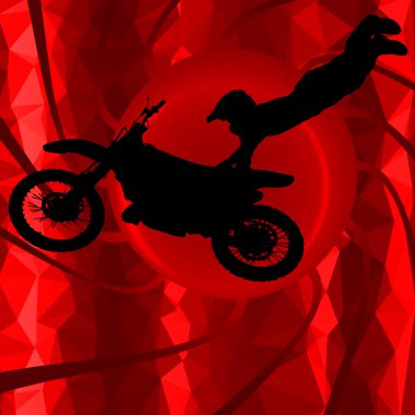 Düşük Poli siluet motocross binici