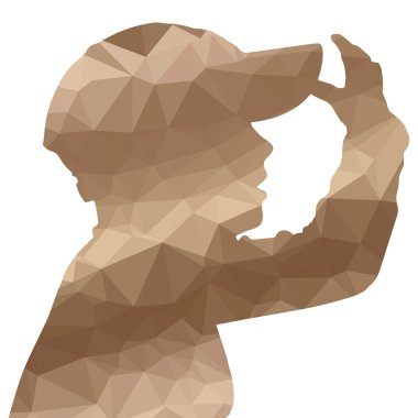 Low poly silhouette boy clipart
