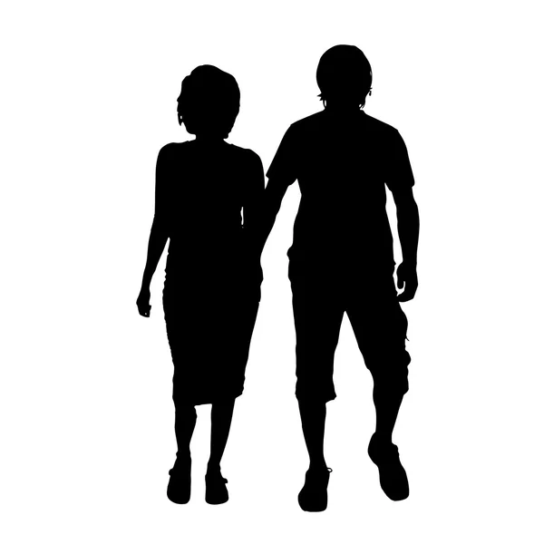 Silhouette noire d'un couple . — Image vectorielle