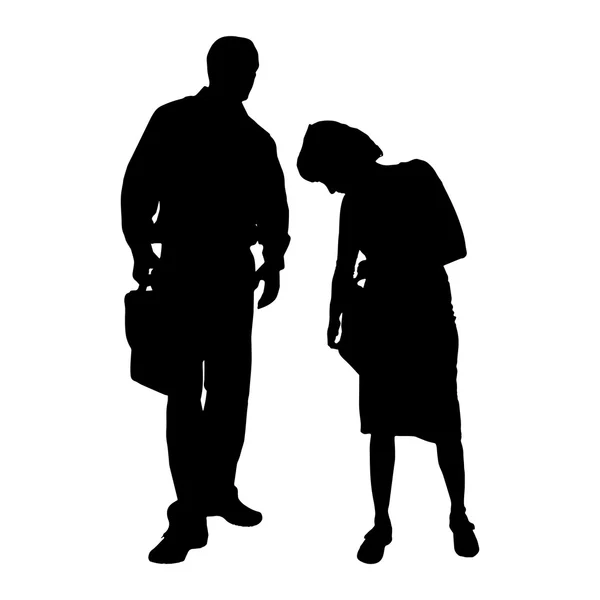 Silhouette noire d'un couple . — Image vectorielle