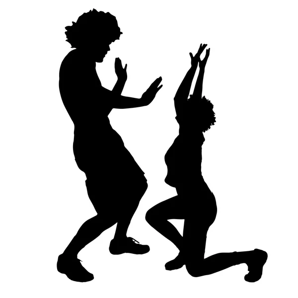 Silhouet van een danspaar — Stockvector