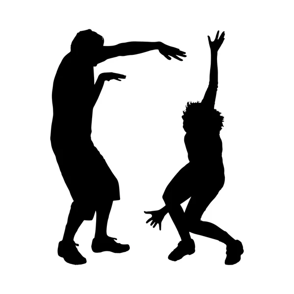 Silhouette d'un couple dansant — Image vectorielle