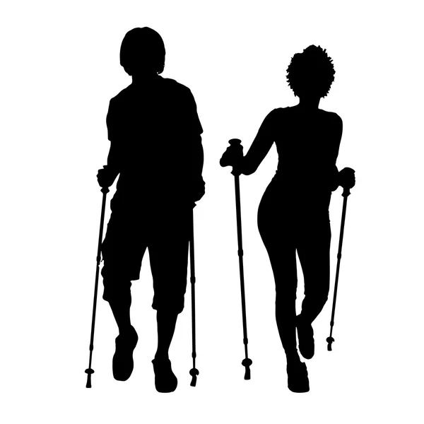 Silhouette noire d'un couple . — Image vectorielle