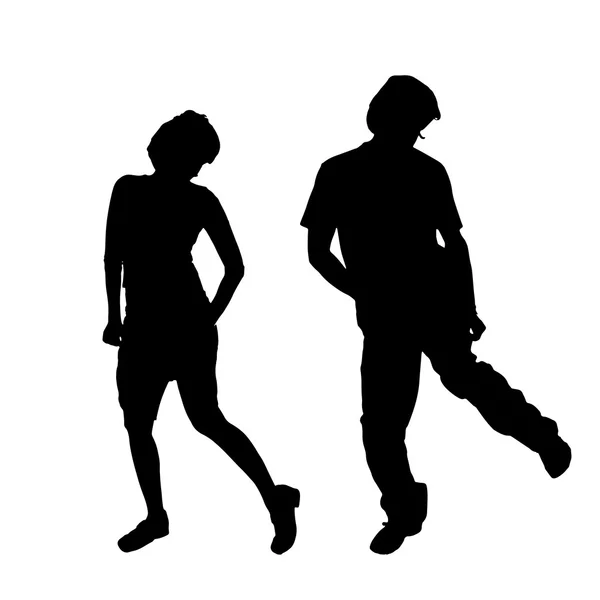 Silhouette noire d'un couple . — Image vectorielle