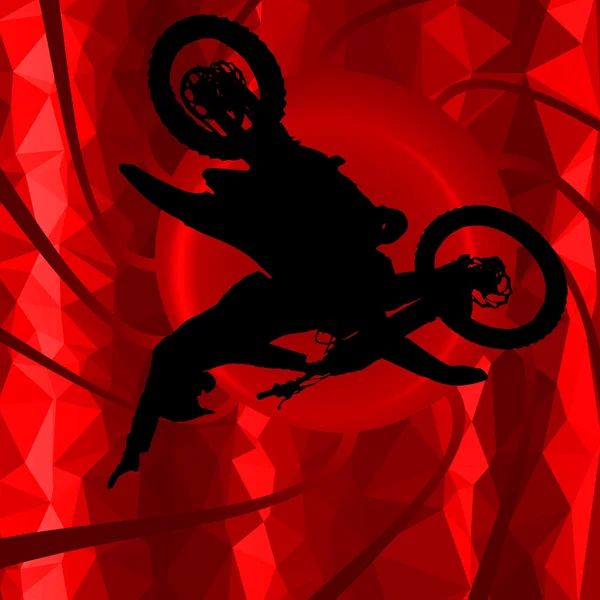 Baja silueta poli motocross rider — Vector de stock