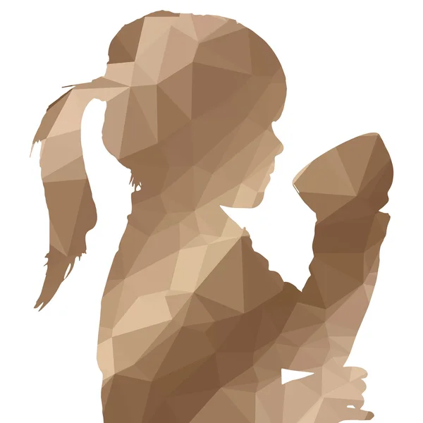 Faible silhouette poly de fille — Image vectorielle