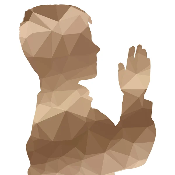 Low poly silhouette boy — Stock Vector
